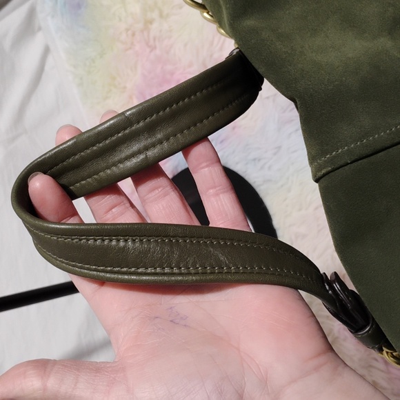 FIRM PRICE! RARE! Coach Olive Green Suede Collection Shoulder Bag/Dust Bag - Picture 16 of 16